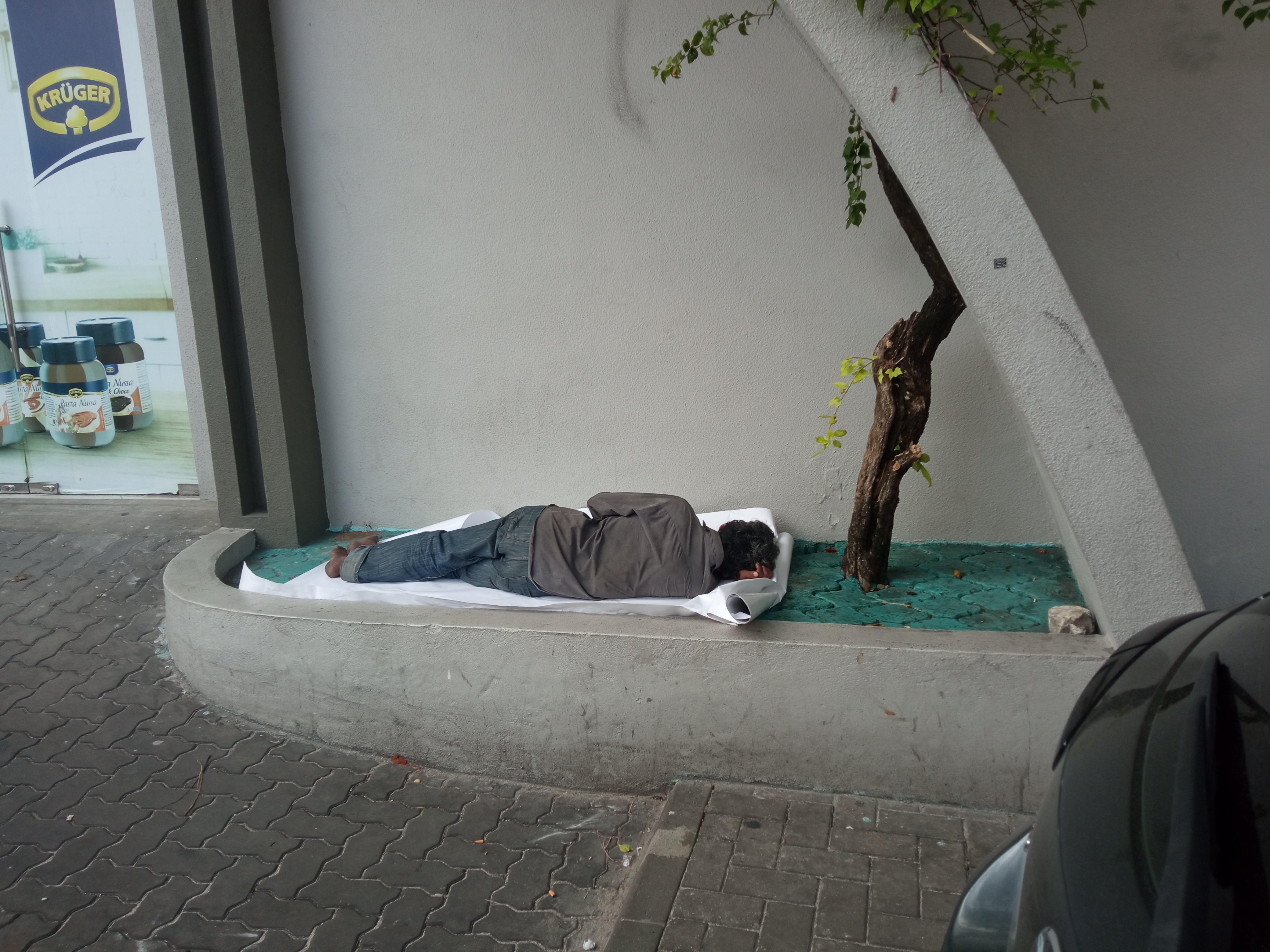A Youth sleeping in the rough